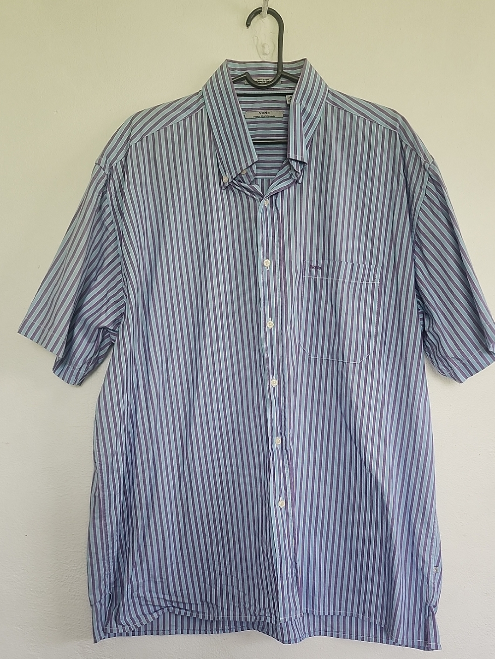 Men’s Short-Sleeve Stripe Button-Down Shirt - Blue
